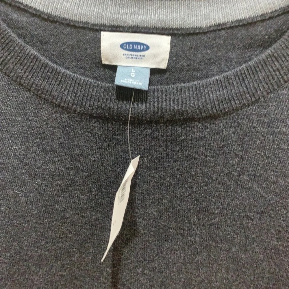 NEW Old Navy Charcoal Gray Cotton Blend Crew Neck Pullover Sweater Sz L